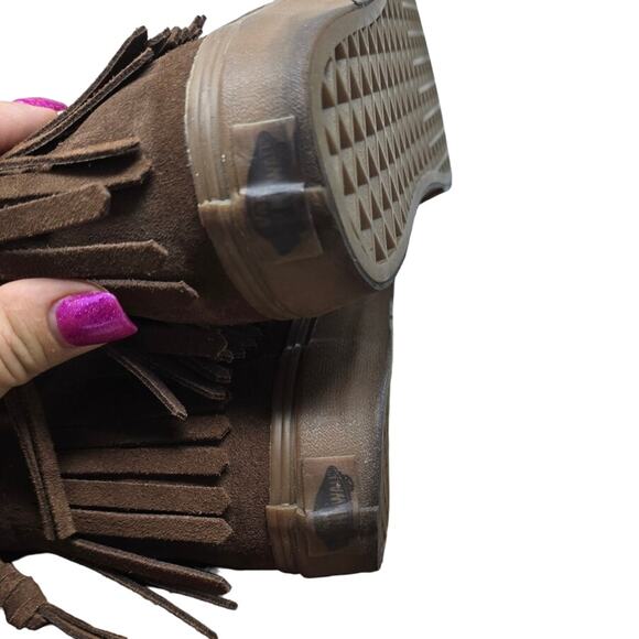 Van's Air Plus Leather Suede Fringes Booties Women 5.5 Men 4.0 - Picture 6 of 8